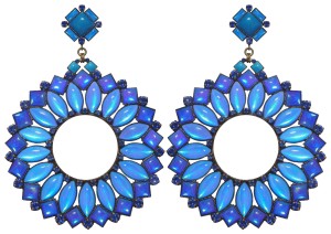 Earrings Miranda Konstantinidou Ethnic Mosaic SS2014, blue stones and Svarovski